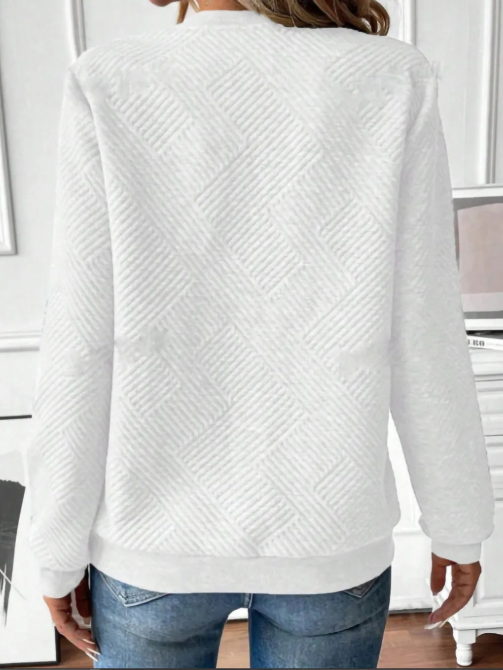 Quarter Zip Textured Long Sleeve Sweatshirt, image 11