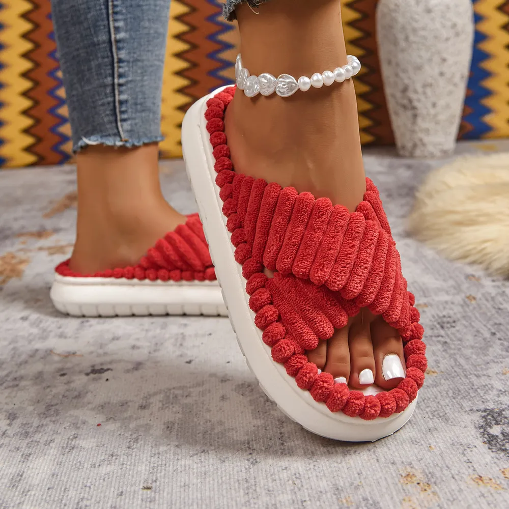 Crisscross Open Toe Platform Slippers, image 17