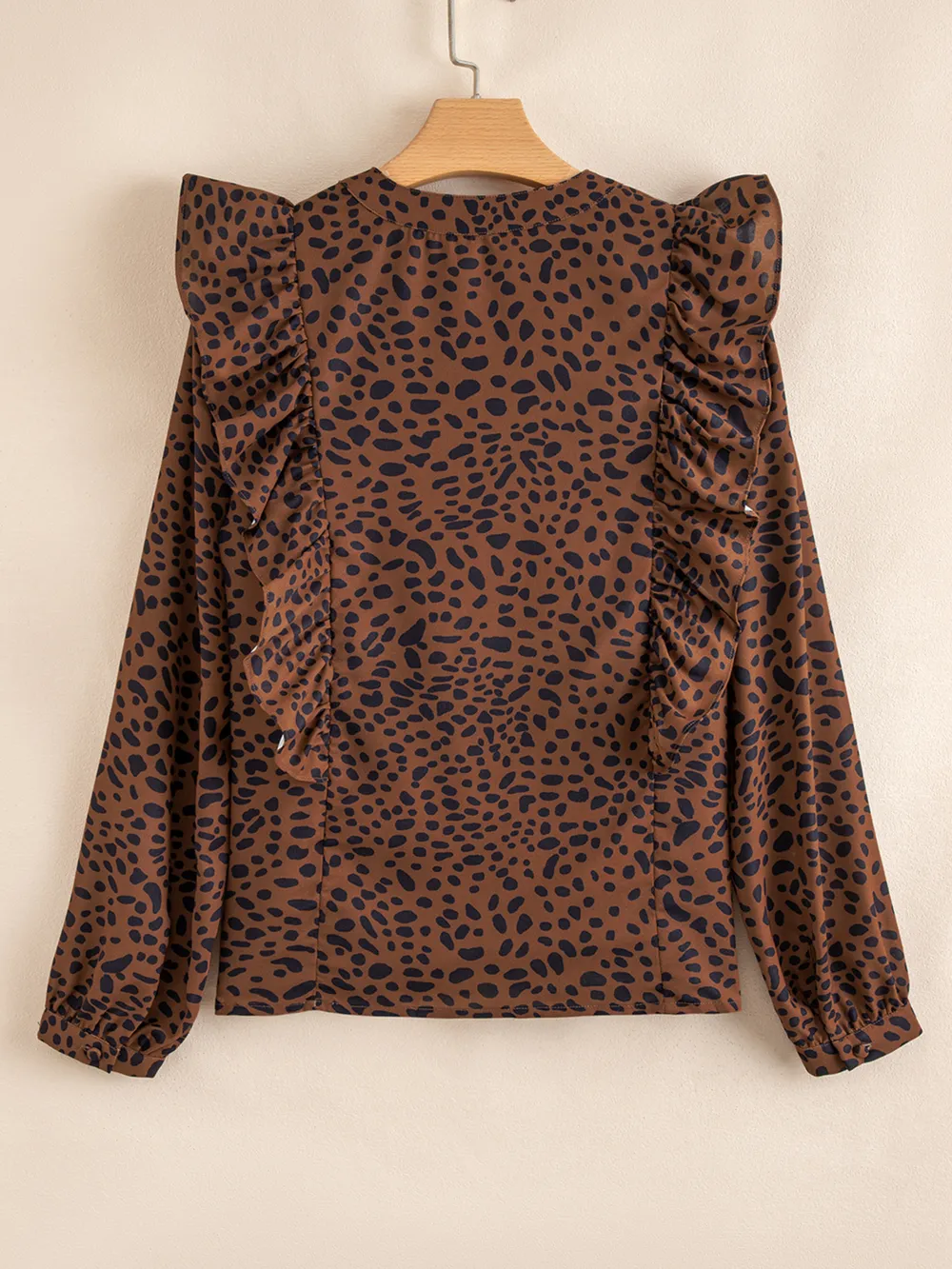 Leopard Print Ruffled Puff Sleeve Blouse, image 5
