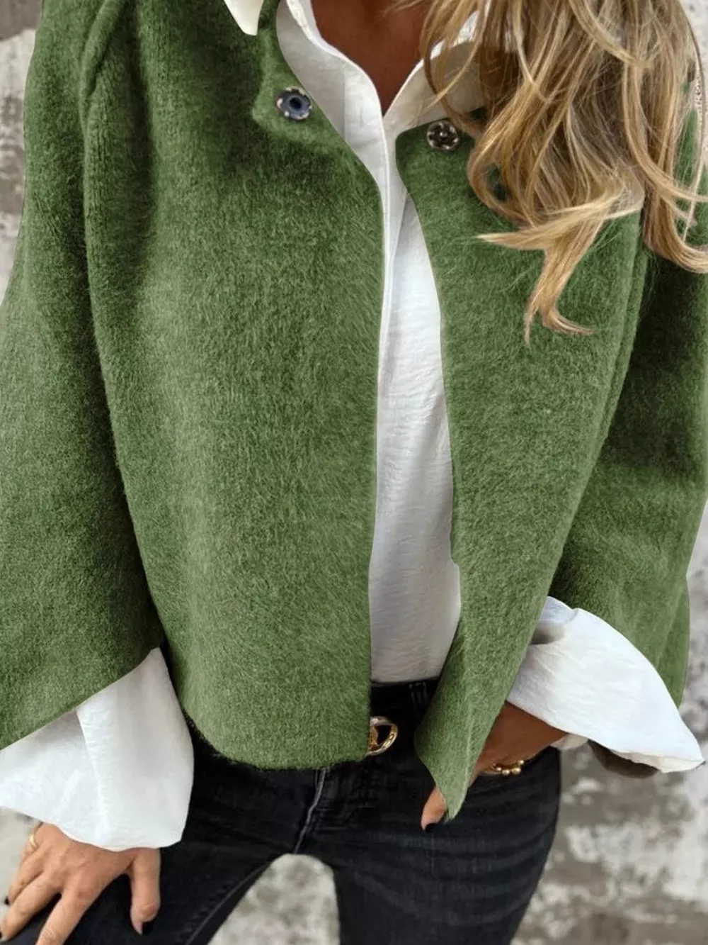 Full Size Dropped Shoulder Fuzzy Knit Cardigan Plus Size, image 15