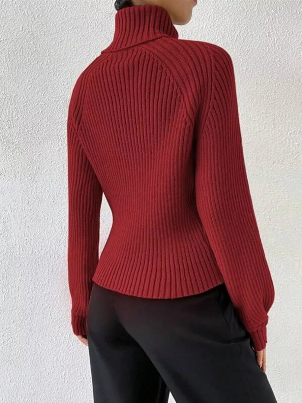 Ribbed Knit Turtleneck Sweater, image 4