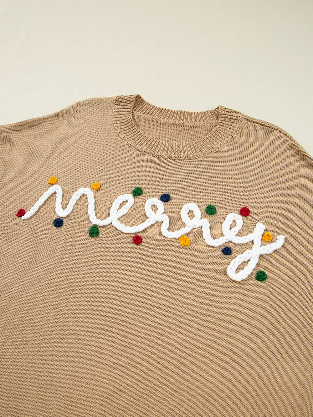 Merry Colorful Dot Detail Christmas Dolman Sweater, image 10