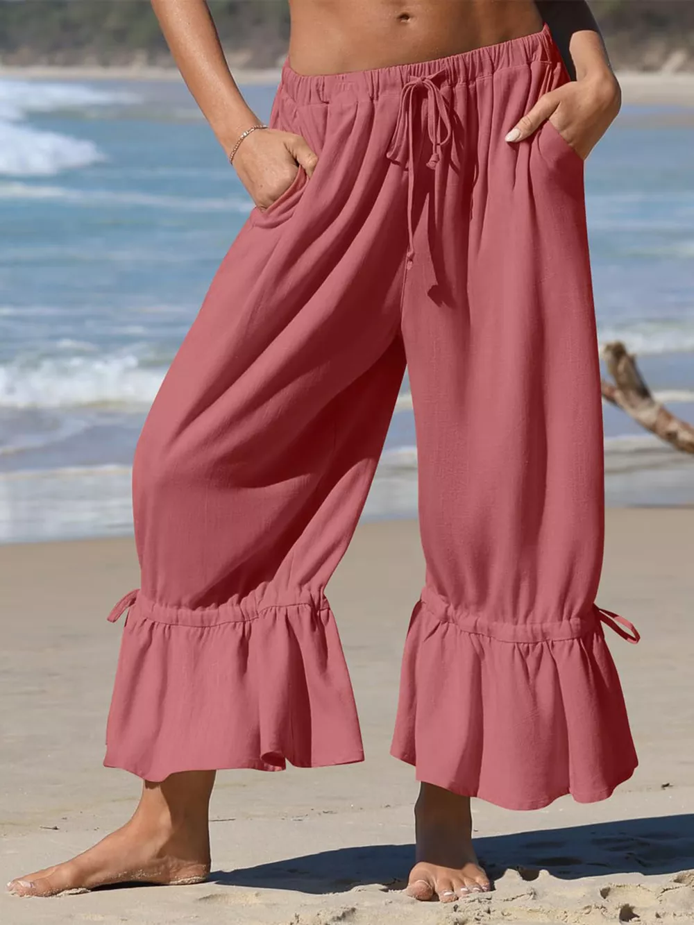 Full Size Wide-Leg Pants with Ruffle Hem Plus Size, image 13
