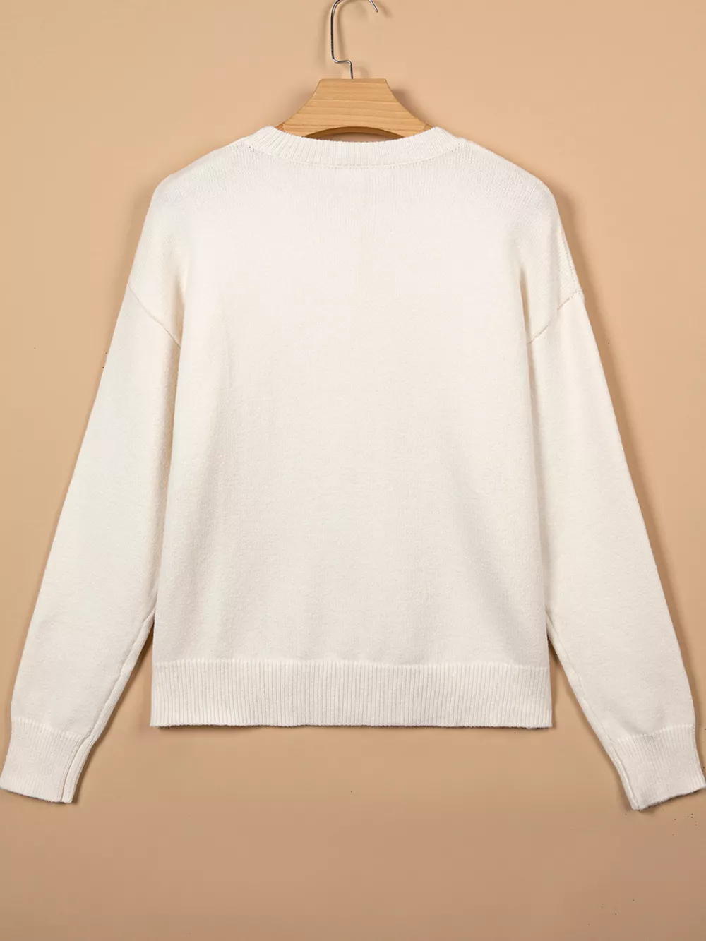Pixel Snowflake Reindeer Christmas Round Neck Casual Sweater, image 6