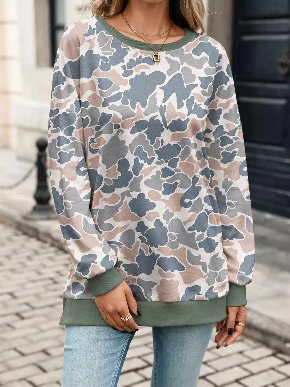 Camouflage Print Crewneck Sweatshirt, image 23