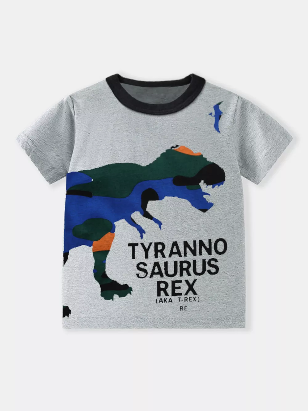 Children's Dinosaur Graphic Round Neck T-Shirt