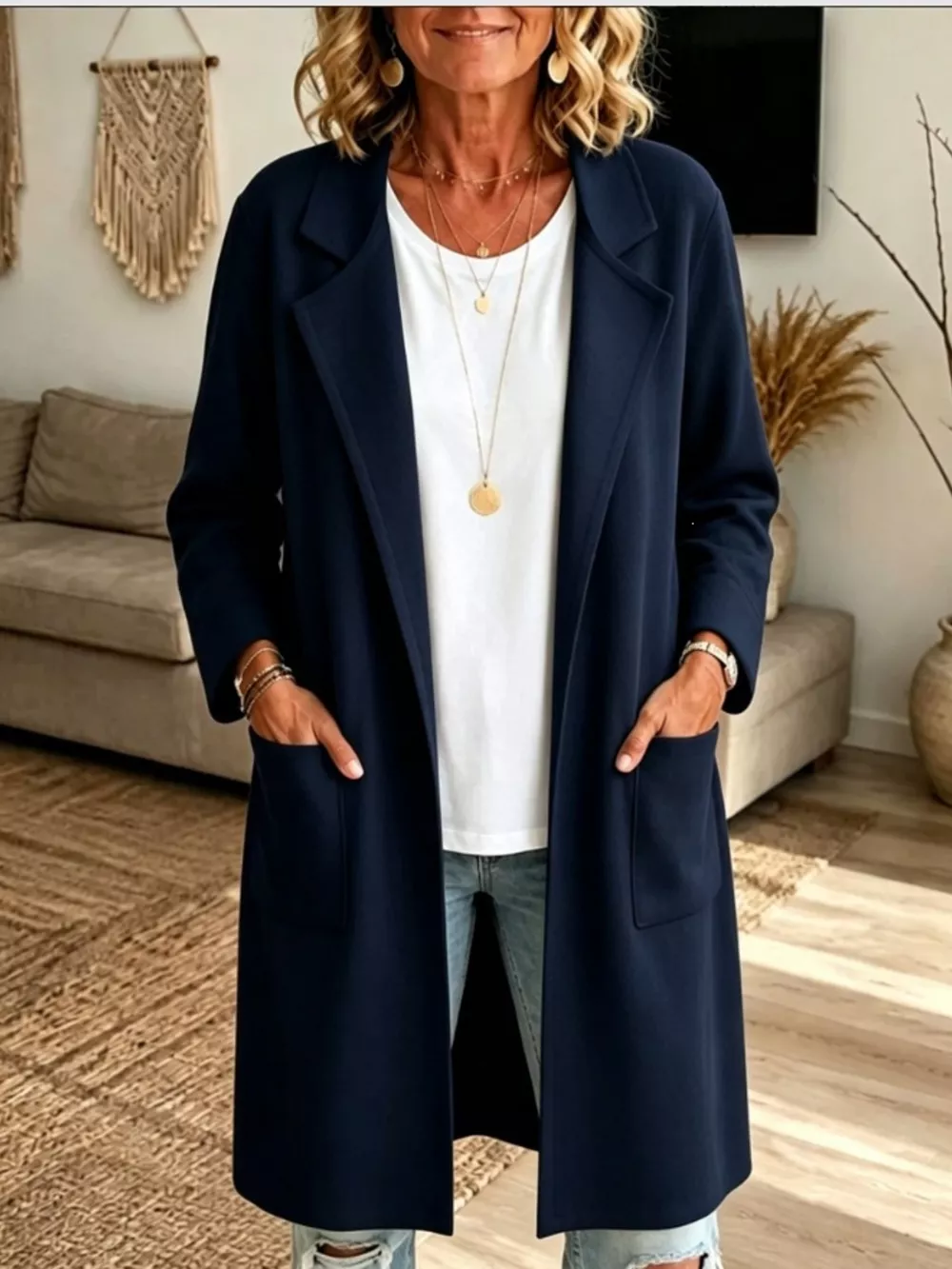Full Size Open-Front Longline Knit Outerwear Plus Size, image 8