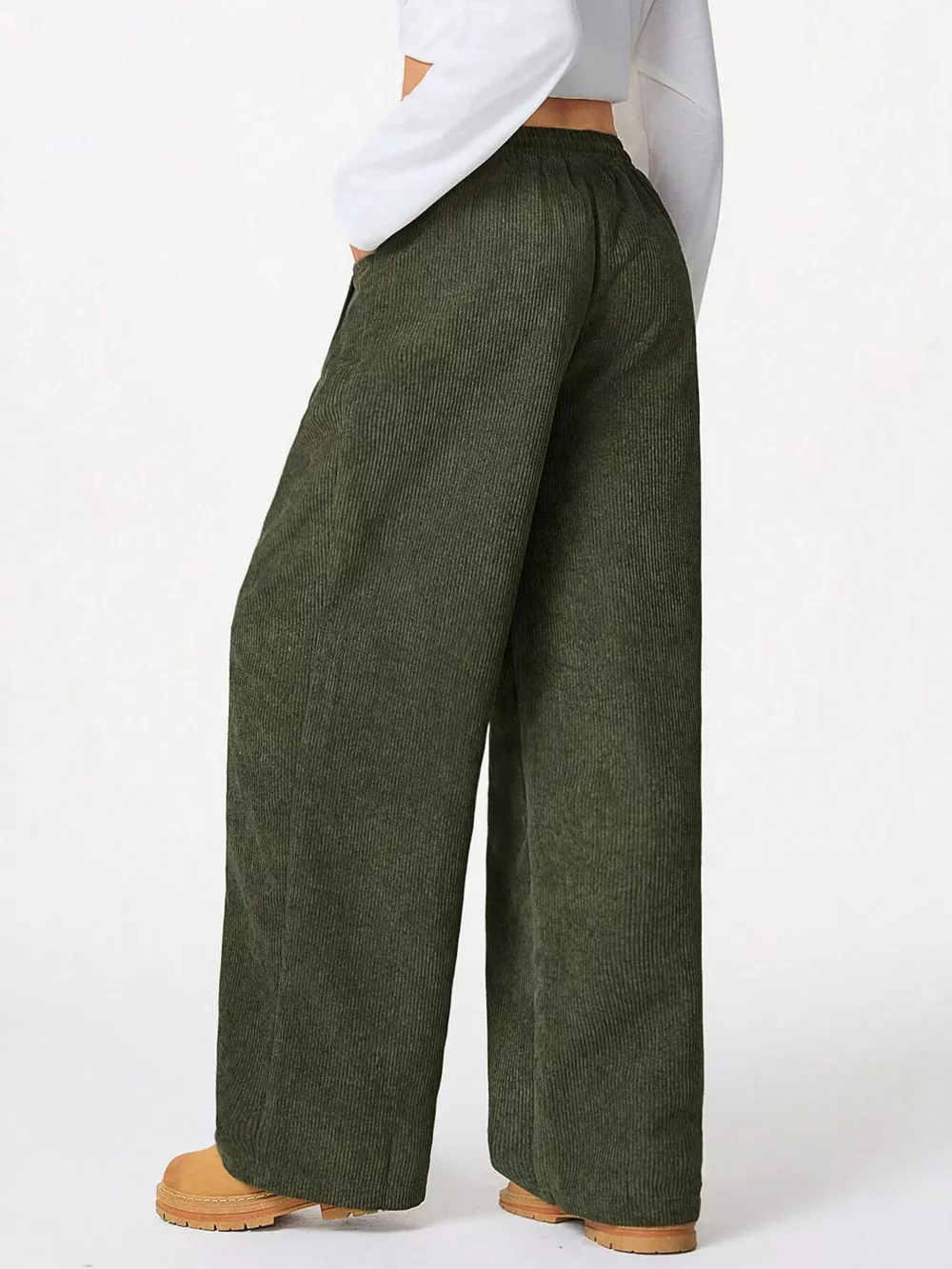 Relaxed Fit Corduroy Pants with Drawstring, image 2