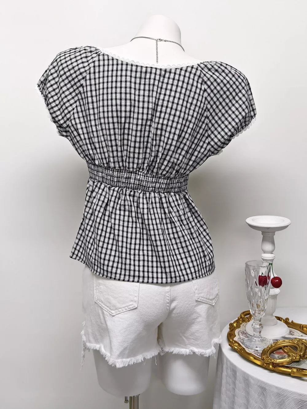 Plaid Short Sleeve Blouse, image 5