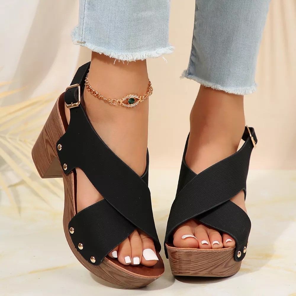Crisscross Block Heels Sandals, image 11