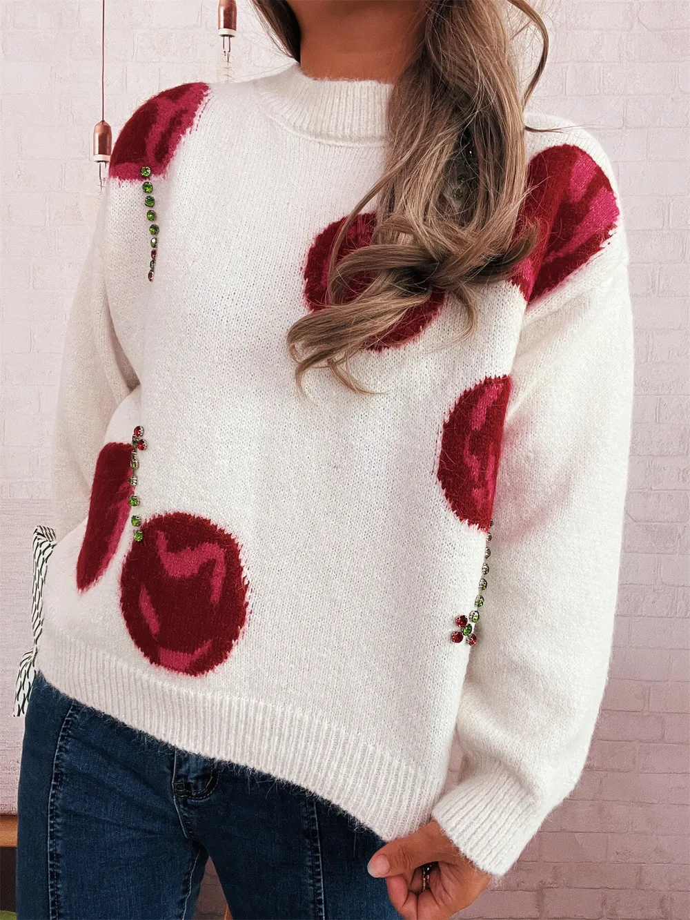 Contrast Cherry Round Neck Sweater, image 3