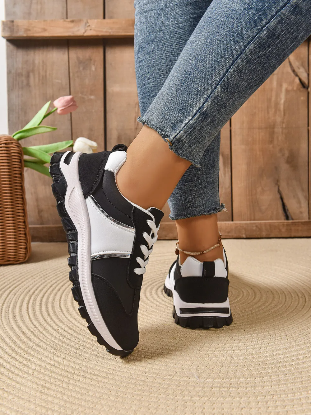Contrast Lace Up Sneakers, image 6