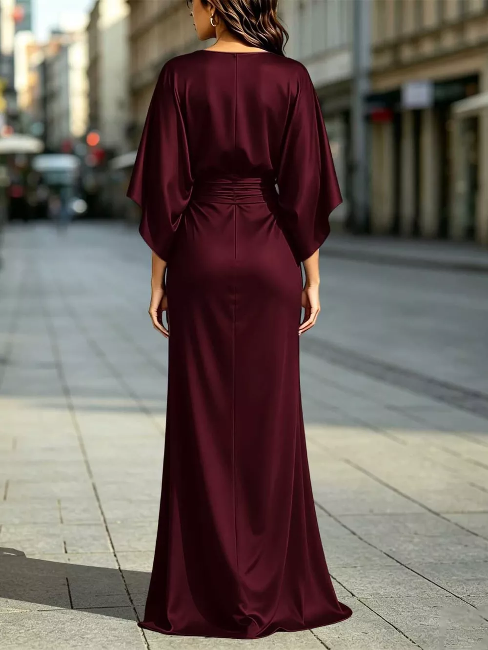 Ruched Waist Maxi Dress with Pockets, image 8