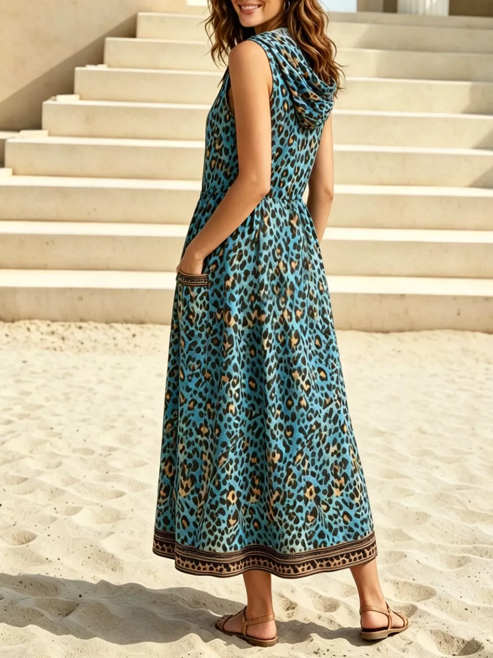 Leopard Zip Front Hooded Dress, image 10