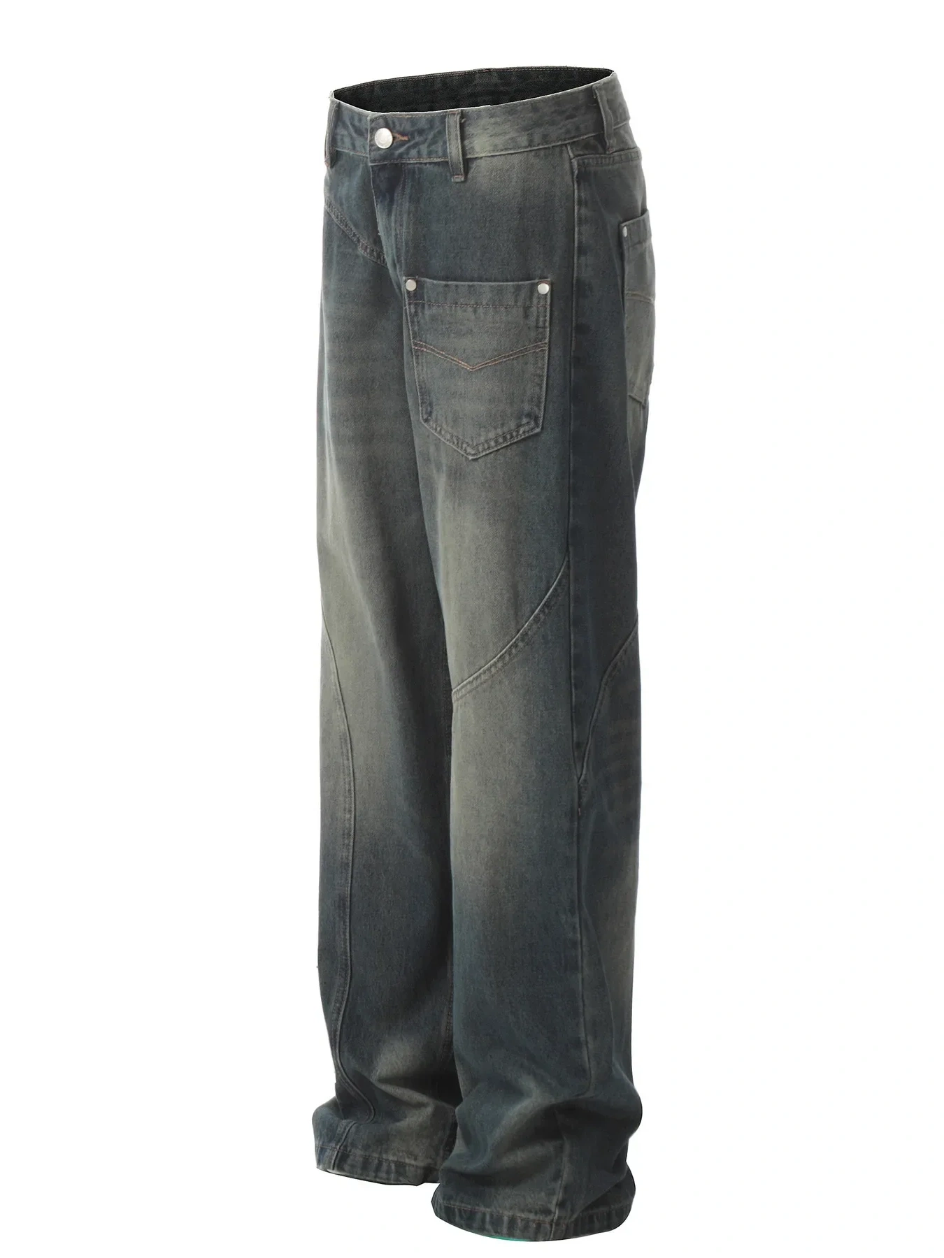 Men's Washed Wide Leg Jeans, image 2