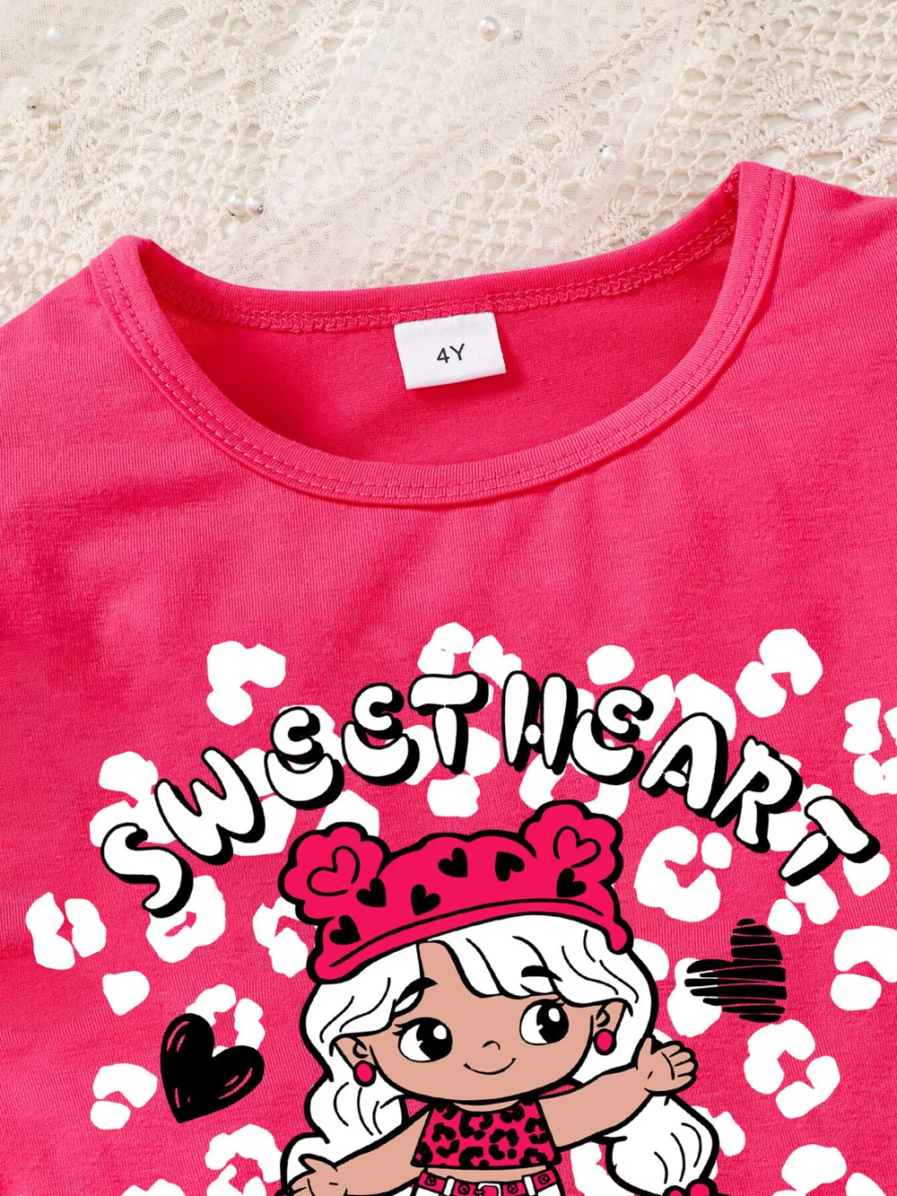 Children's Ruffled Short Sleeve Tee and Checkerboard Shorts Set, image 4