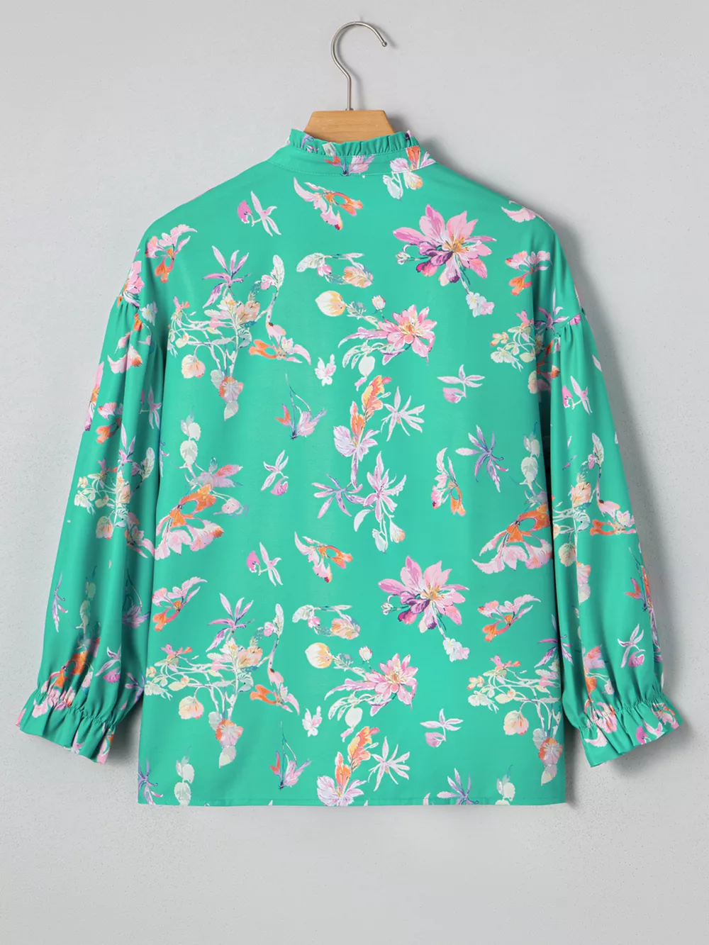 Floral Lantern Sleeve Button Front Shirt, image 8
