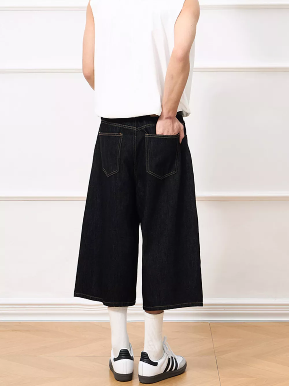 Men's Wide Leg Capris Jeans, image 4