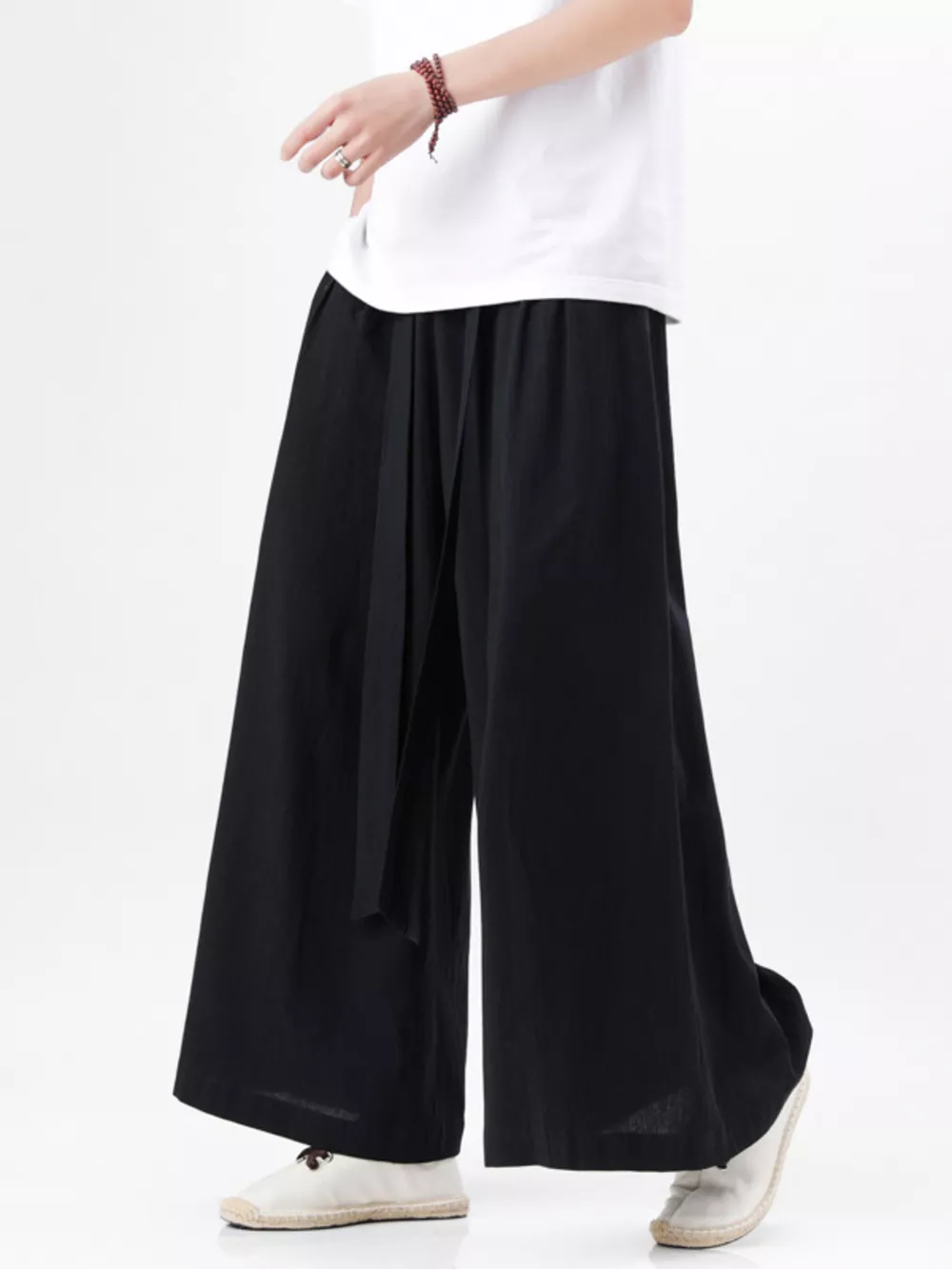 Men's Plus Size Wide Leg Pants with Tie Waist, image 6