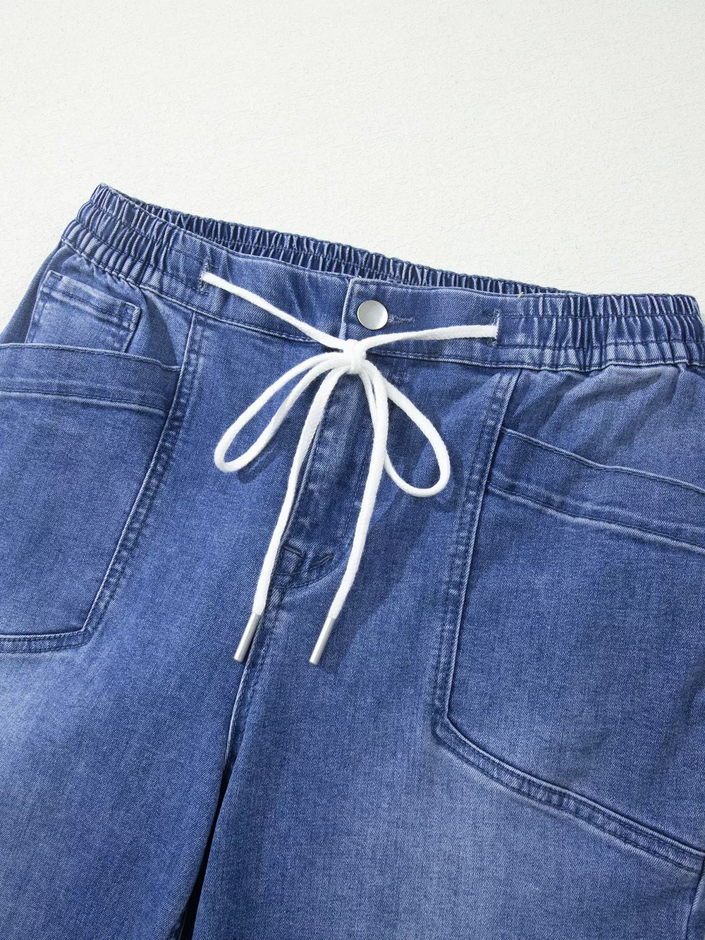 Drawstring Waist Ankle Length Casual Jeans Regular Fit Pocket Detail Jeans, image 10