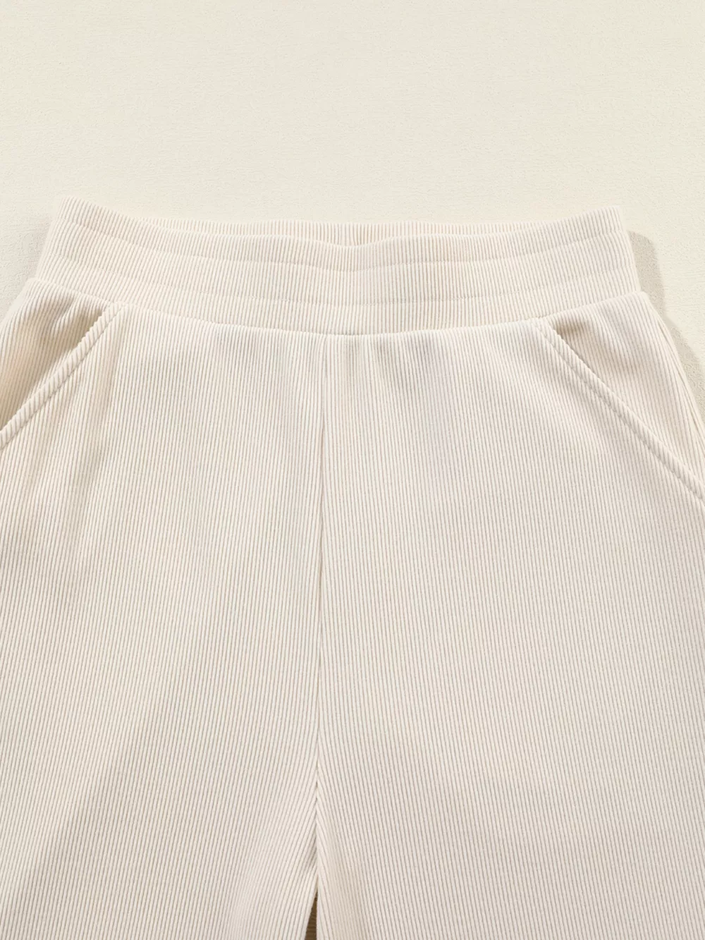 Collared Split Neck Ribbed 2pcs Outfit Set, image 10