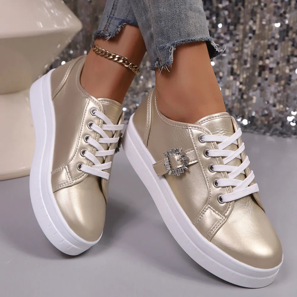 Rhinestone Embellishment Platform Sneakers, image 4