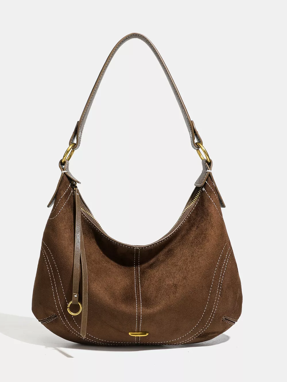 Vintage Suede Hobo Shoulder Bag
