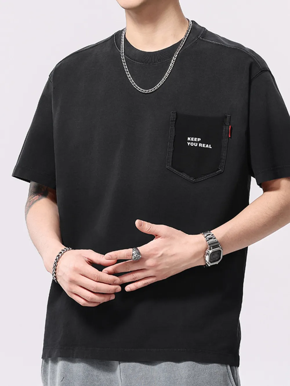 Men's Plus Size Round Neck Short Sleeve T-Shirt, image 2