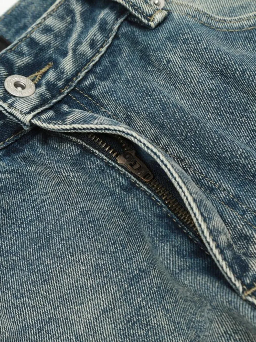 Men's Distressed Wide Leg Vintage Wash Jeans, image 8