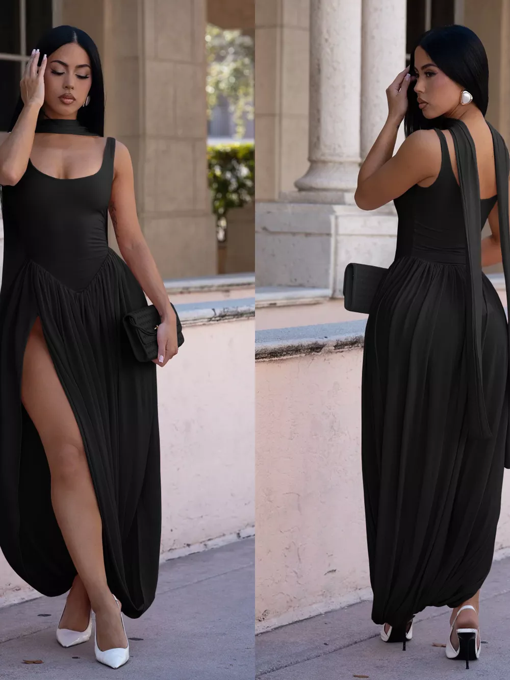 Scoop Neck Slit Maxi Dress, image 9