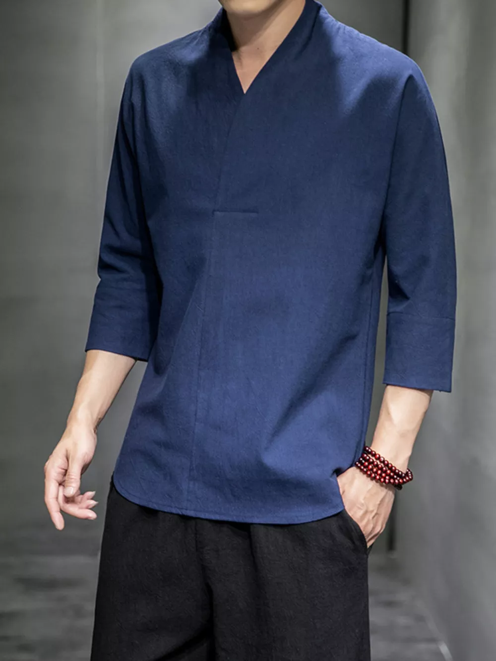 Men's Plus Size Loose Fit 3/4 Sleeve Shirt, image 3