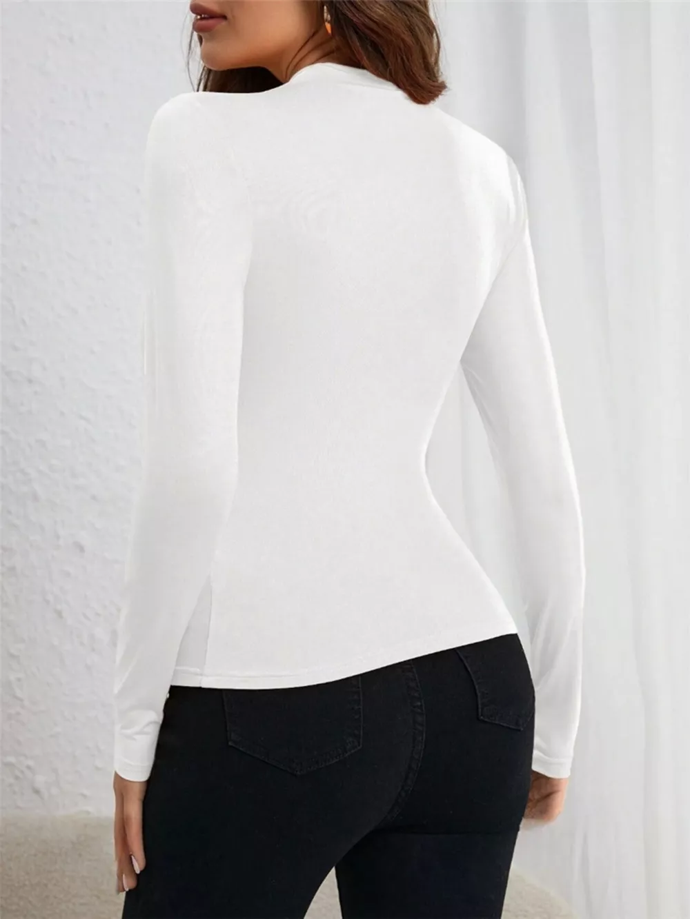 Asymmetrical Cutout Ruched Long Sleeve Top, image 9