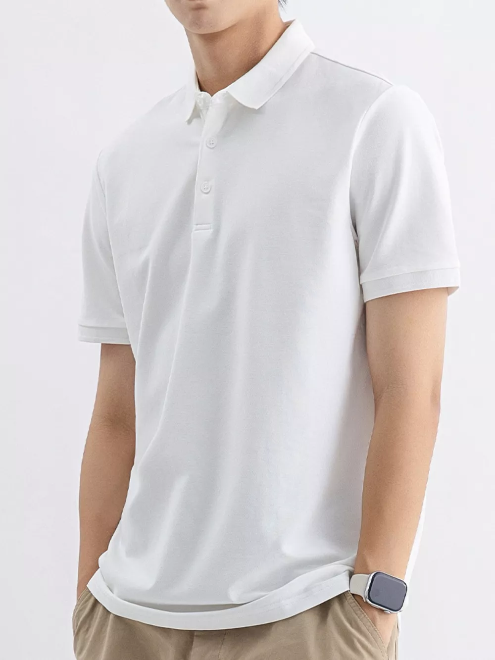 Men's Plus Size Solid Color Short Sleeve Polo, image 3