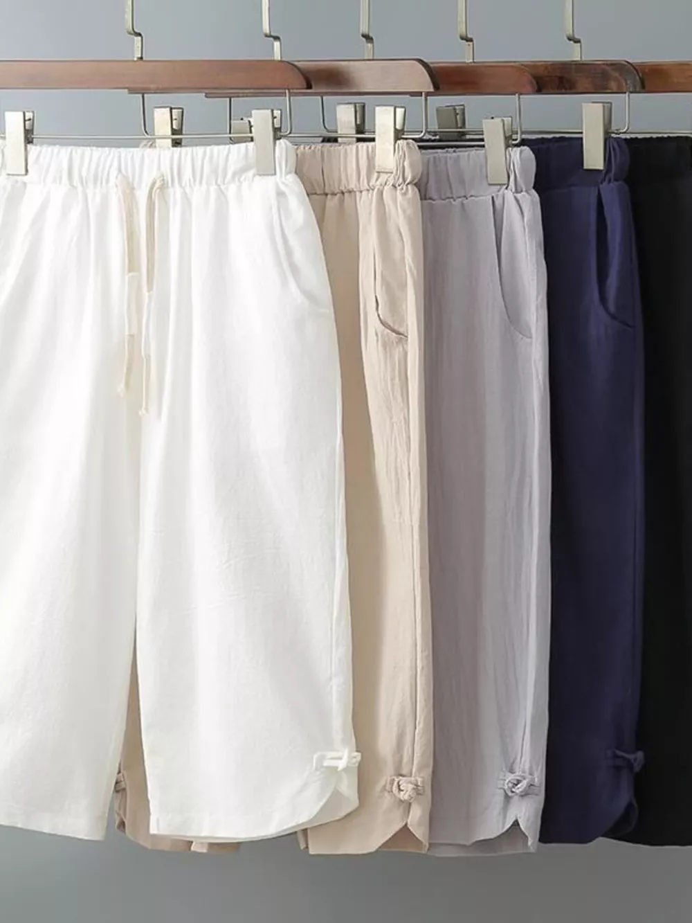 Men's Plus Size Casual Cropped Pants with Drawstring, image 4