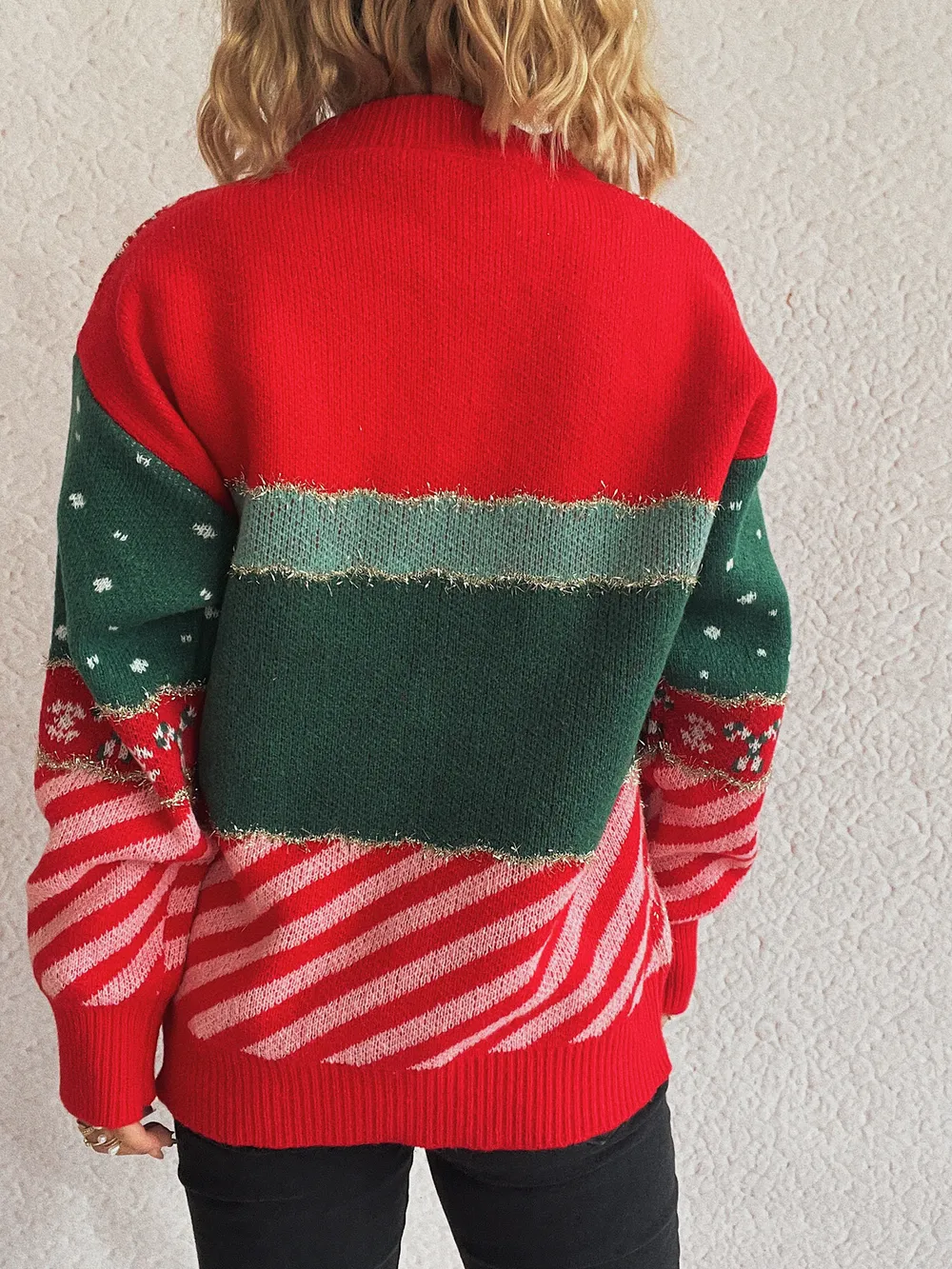 Christmas Letter Round Neck Long Sleeve Sweater, image 8