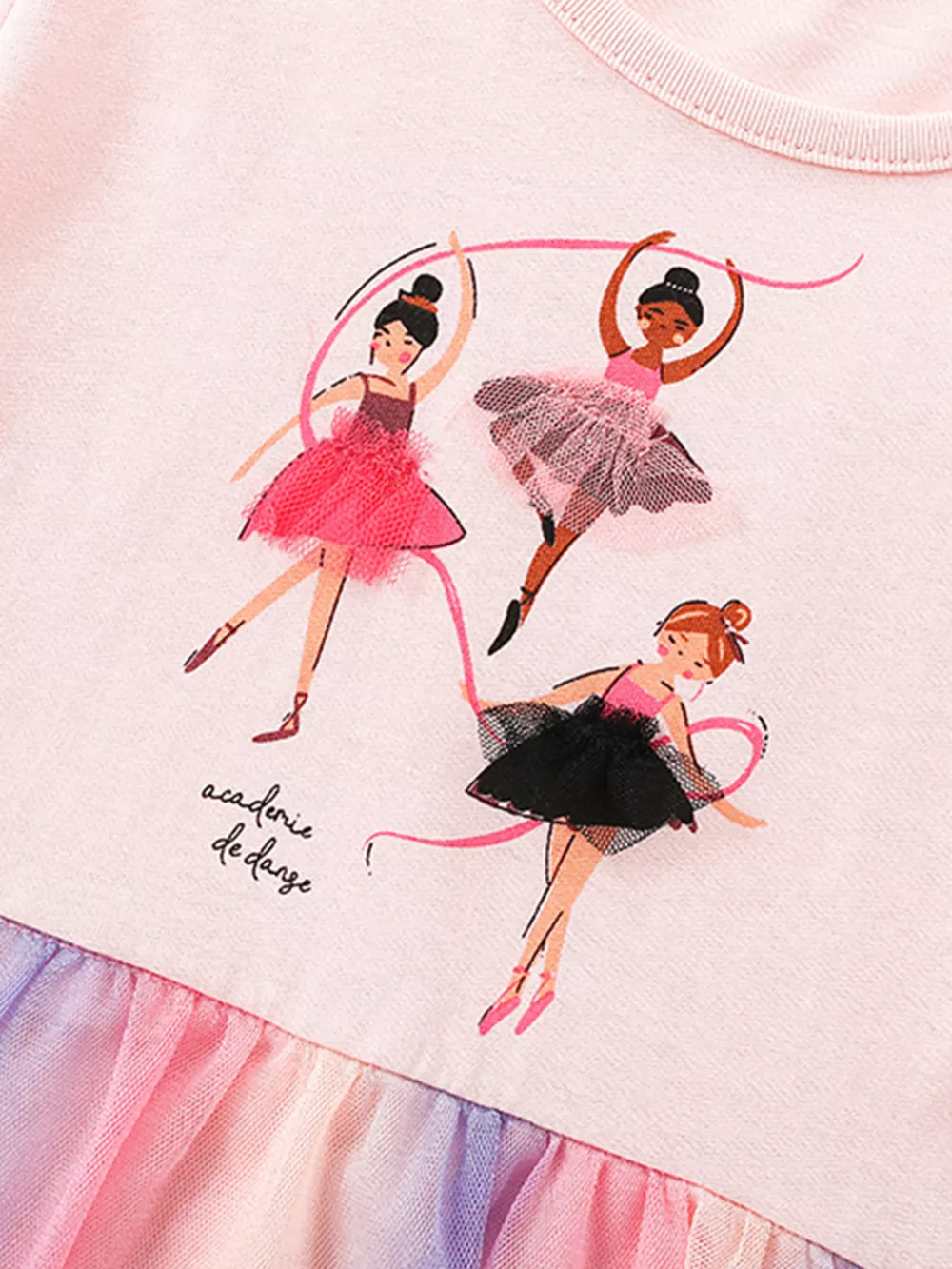 Children's Ballerina Graphic Rainbow Tulle Dress, image 3