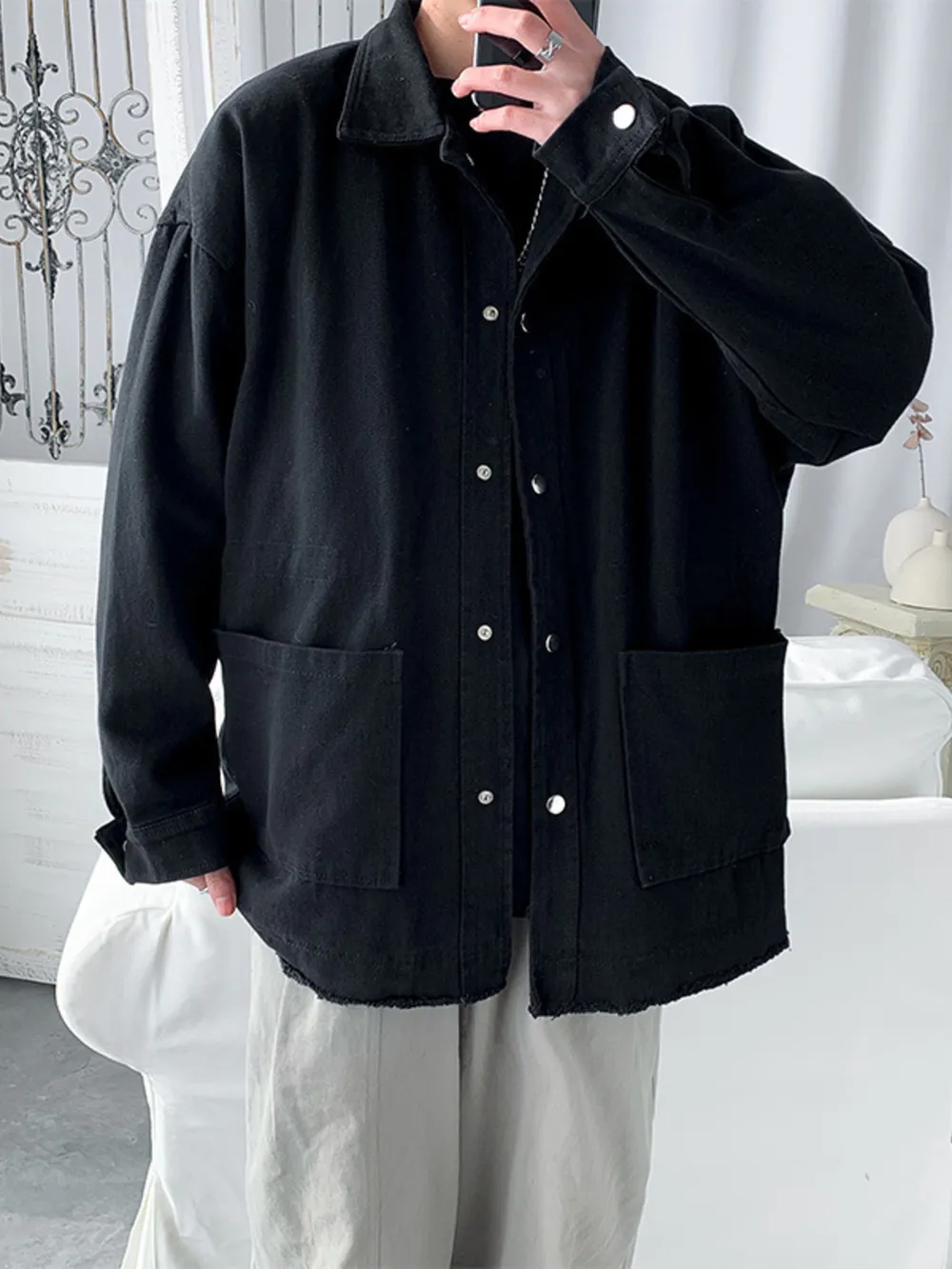 Men's Button Up Long Sleeve Jacket, image 3