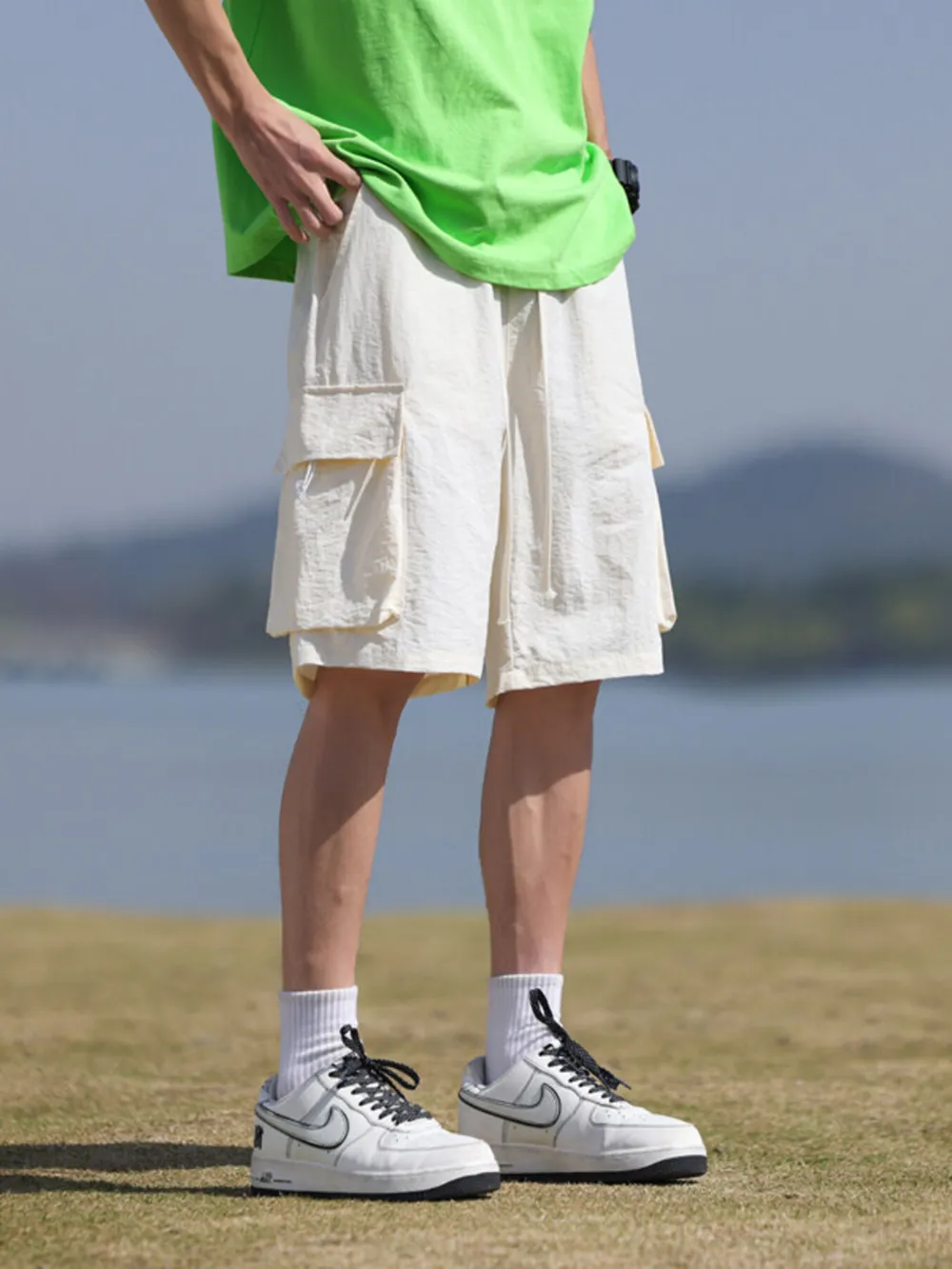 Men's Plus Size Drawstring Cargo Shorts, image 3