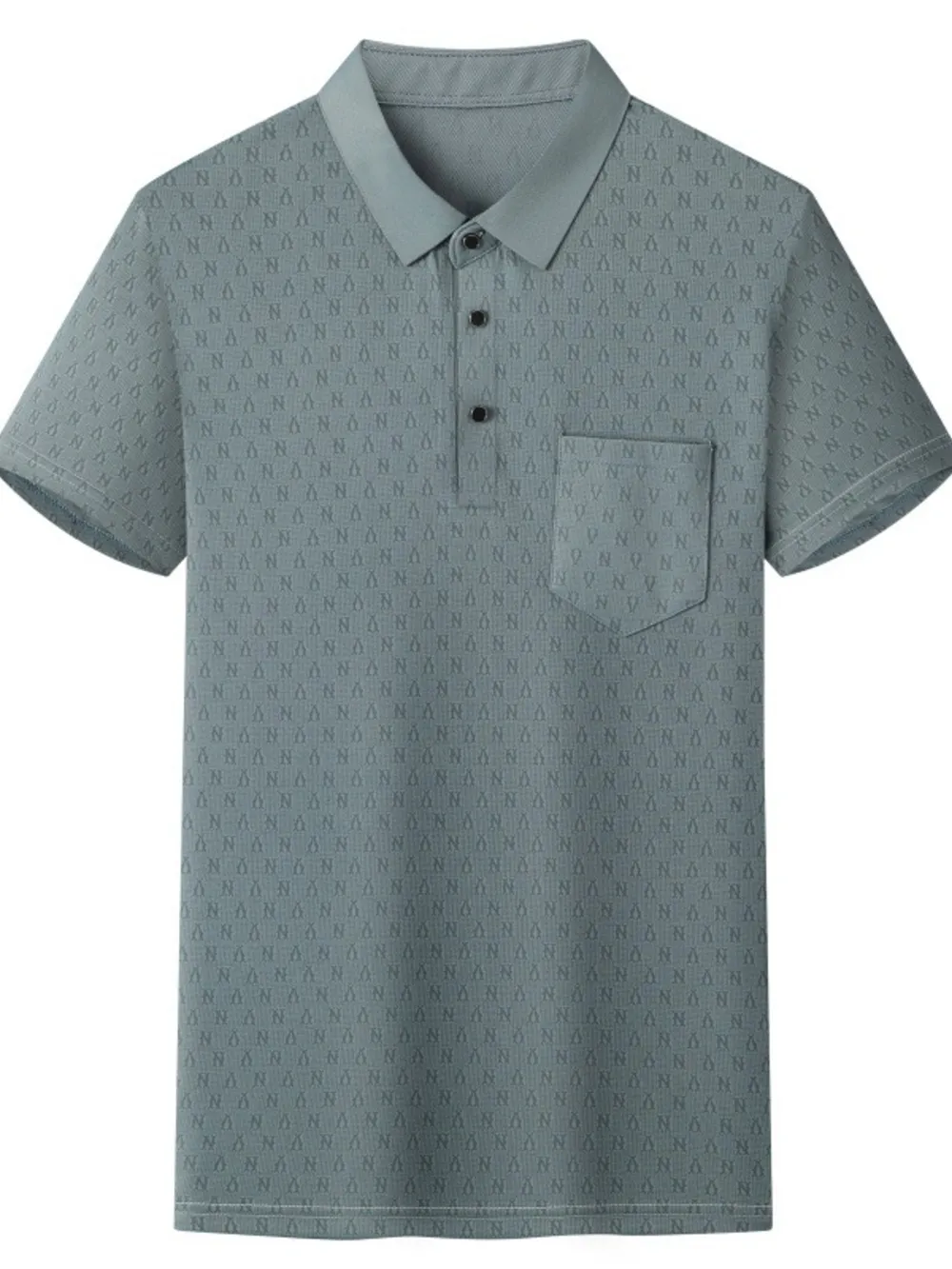 Men's Plus Size Textured Short Sleeve Casual Polo Shirt, image 2