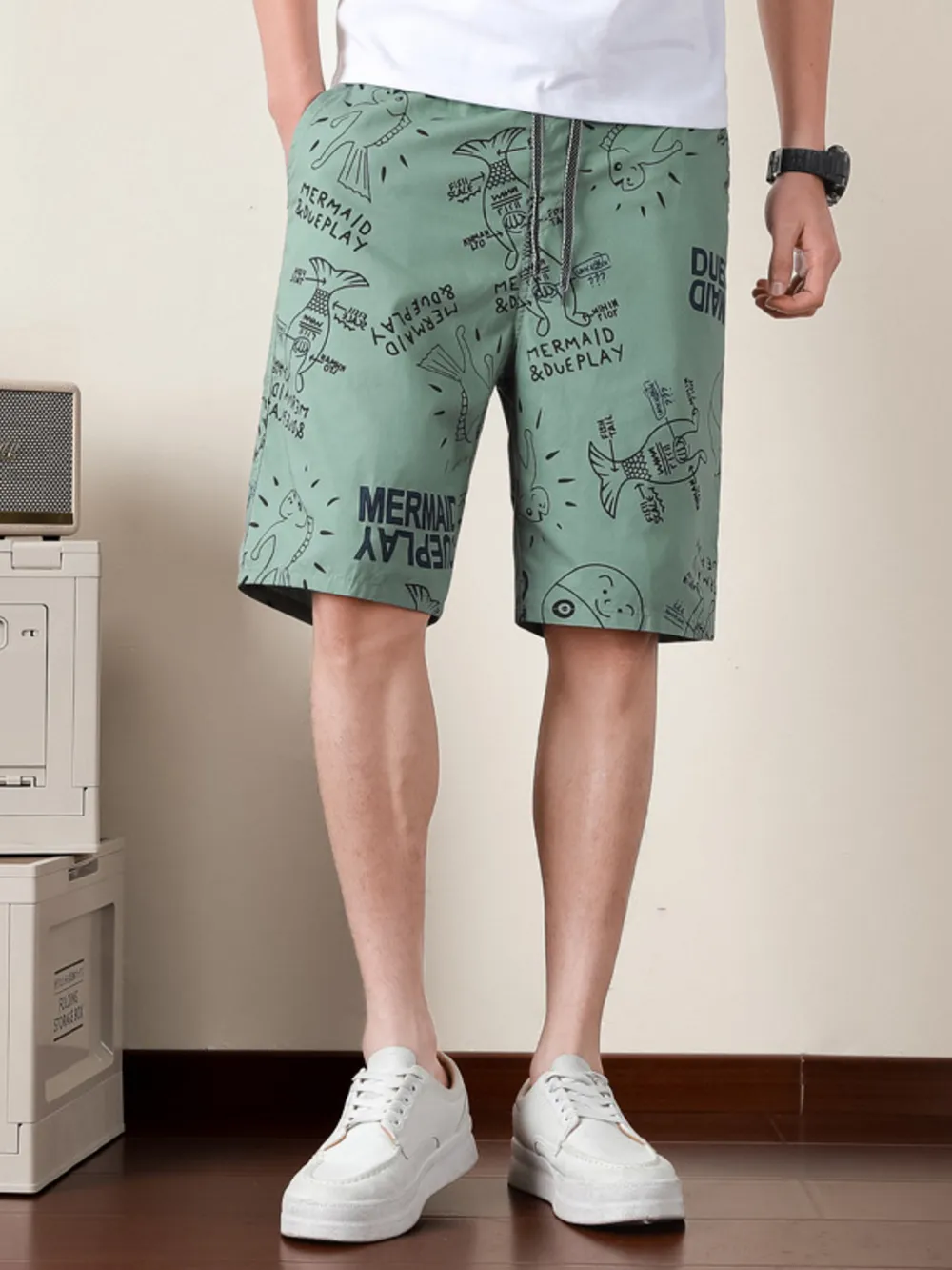 Men's Plus Size Printed Drawstring Shorts, image 4
