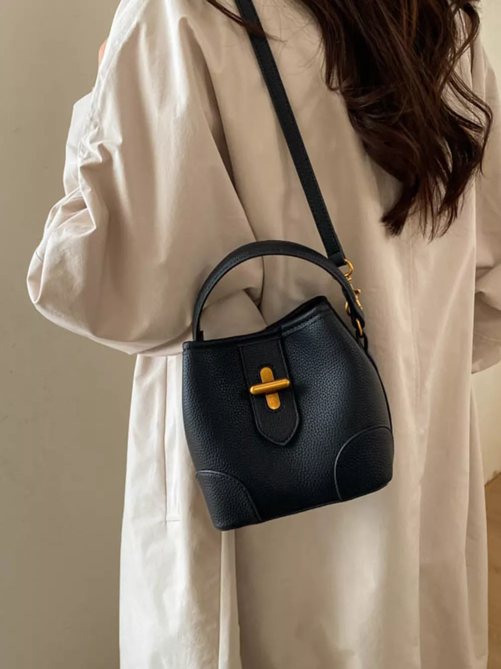 Bucket Style Leather Crossbody Bag, image 5