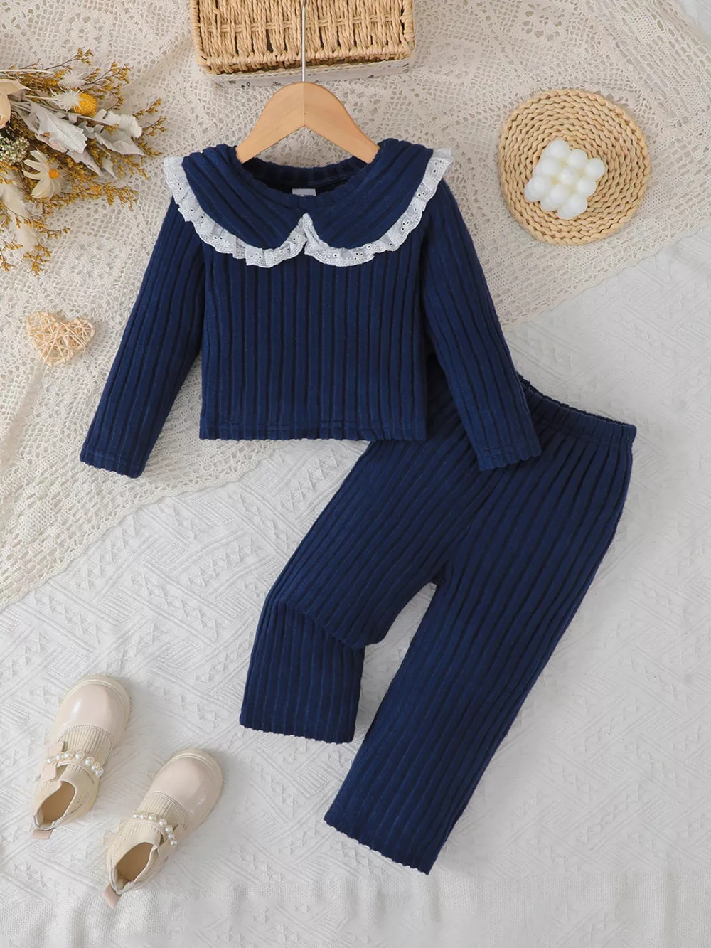 Children's Ribbed Knit Top & Pants Set