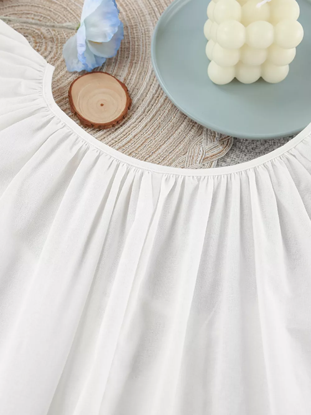 Tie Neck Puff Sleeve Lounge Dress, image 8