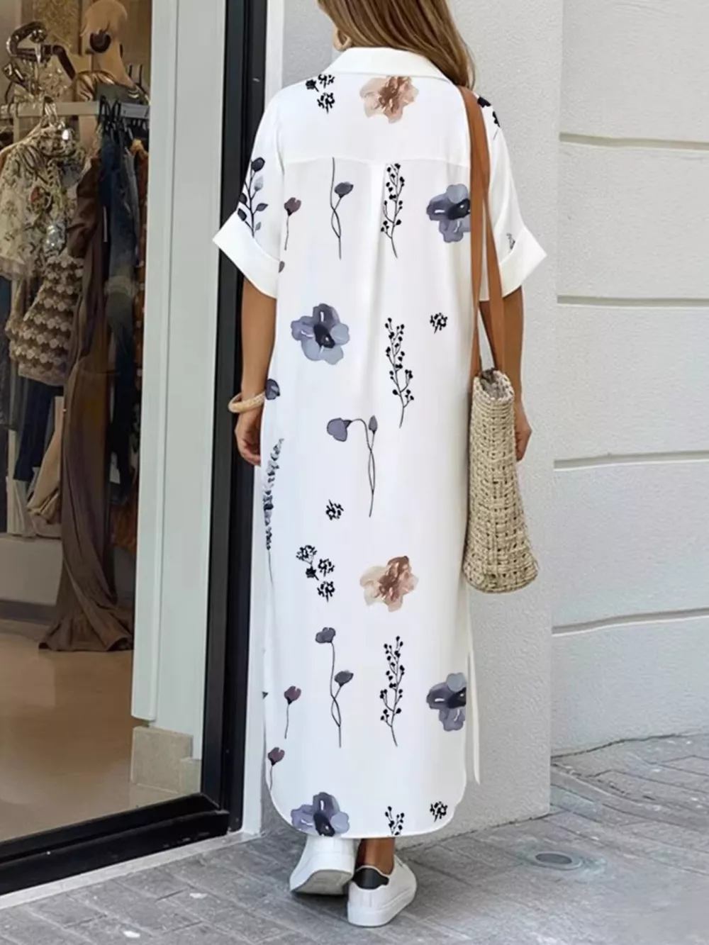 Floral Print Button-Down Maxi Shirt Dress, image 3
