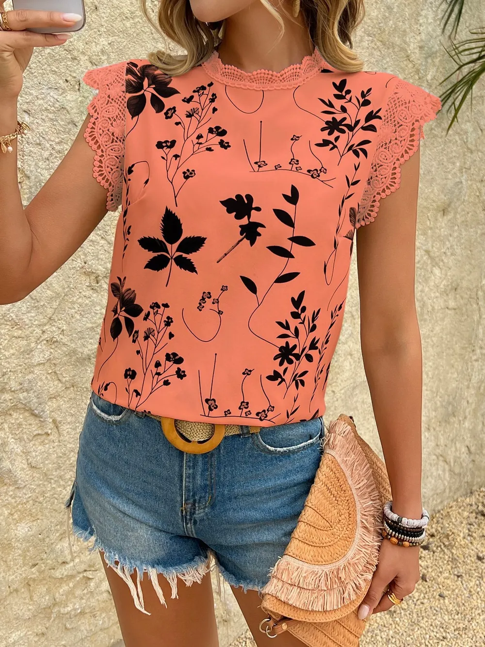 Lace Trim Sleeveless Blouse, image 18