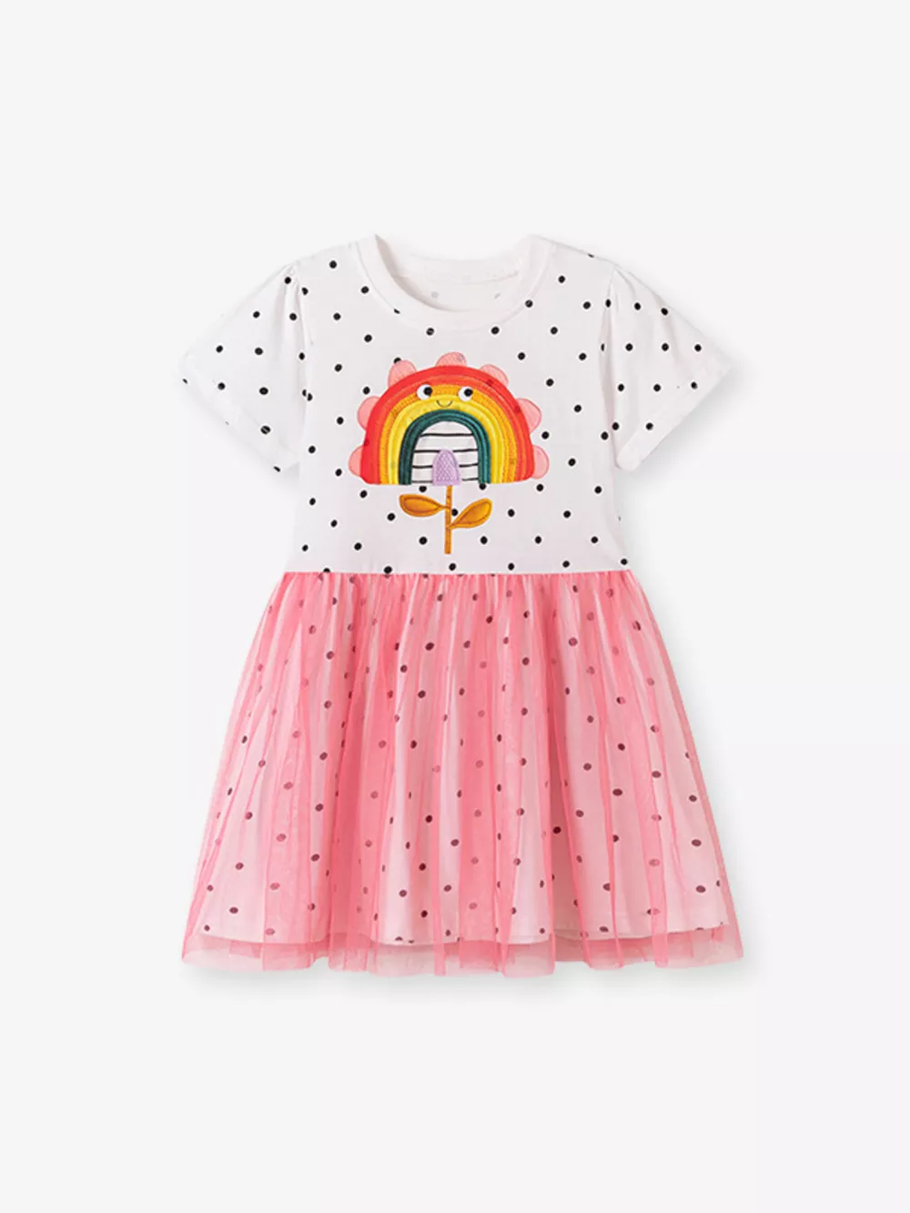 Children's Rainbow Flower Polka Dot Tulle Dress, image 4