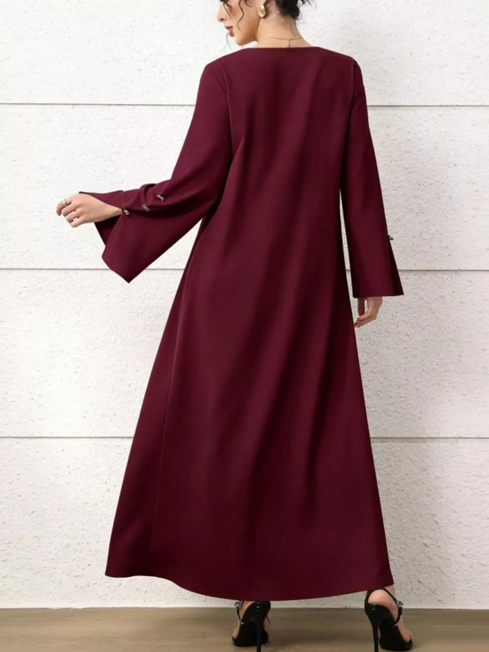 Square Neck Flare Sleeve Maxi Dress, image 5