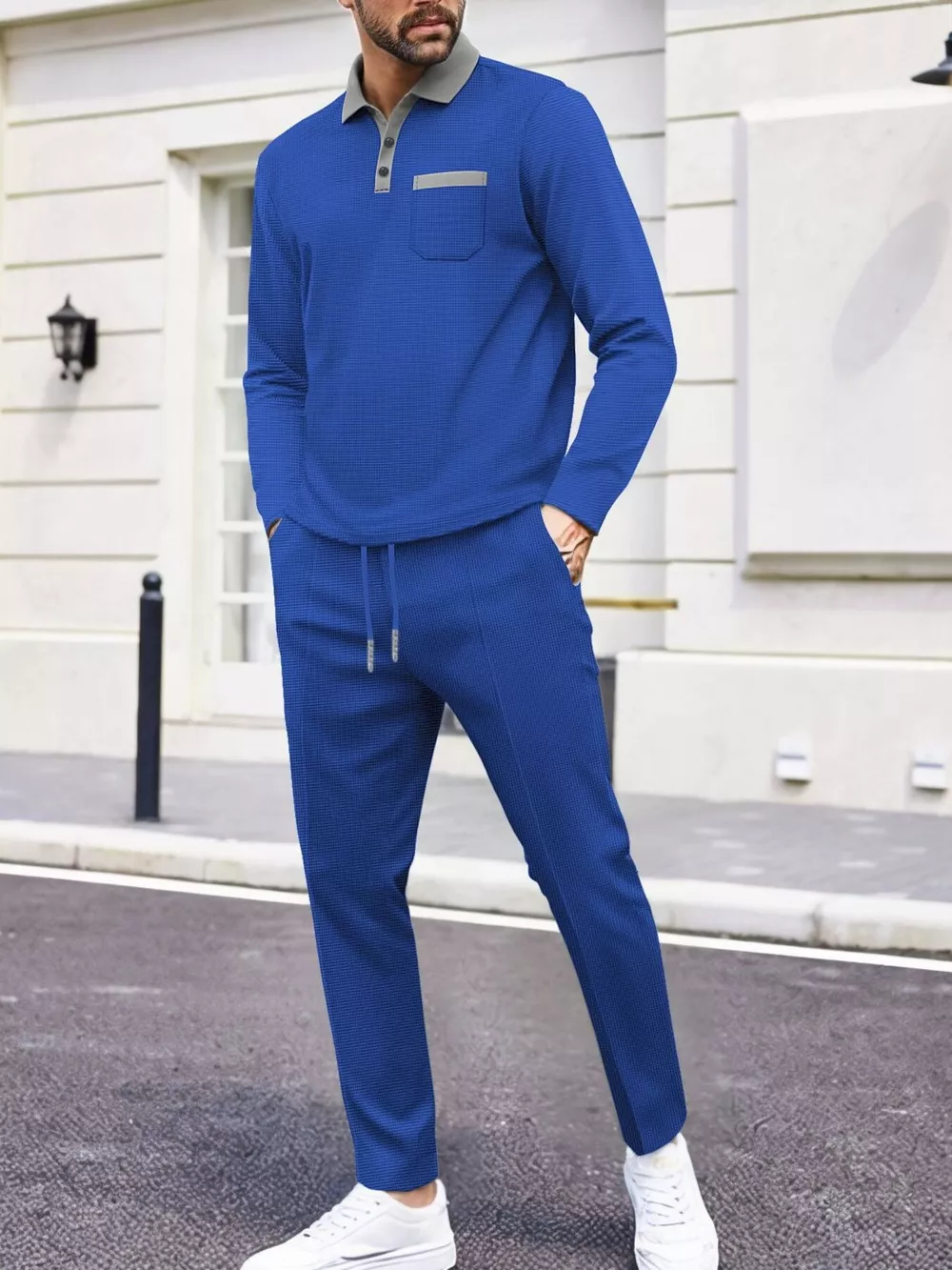 Men's Full Size Long Sleeve Top and Pants Set Plus Size, image 7
