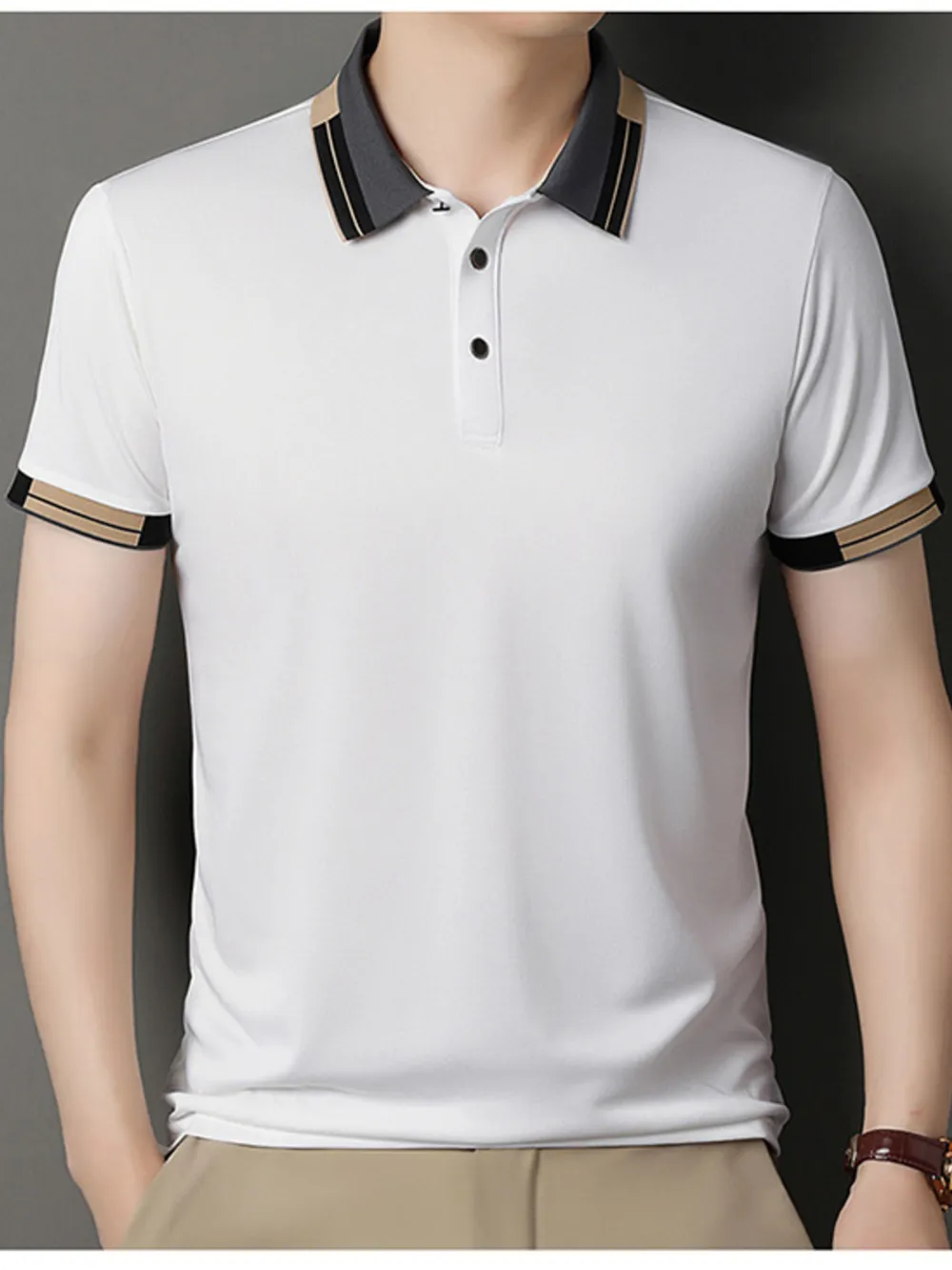 Men's Plus Size Button Detail Short Sleeve Polo, image 2