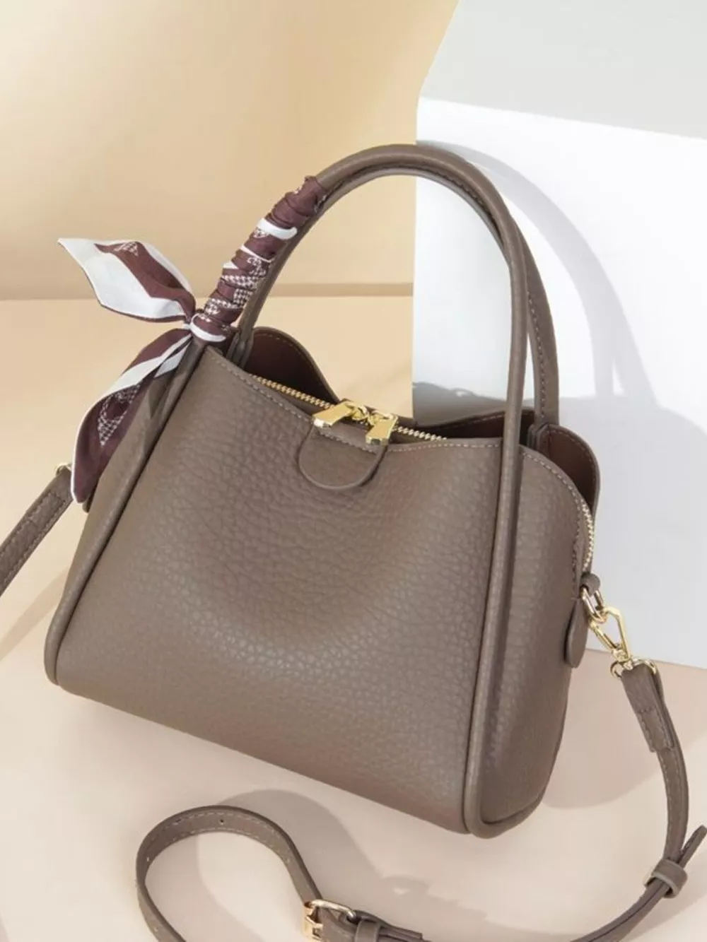 Leather Top Handle Crossbody Bag, image 5